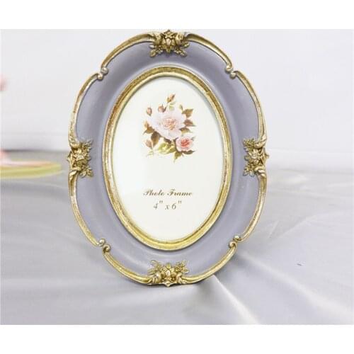 Retro Elliptical Photo Frame 6/7 Inch Resin Desktop Oval Picture Frame Wedding Party Family Home Decor Ornaments Crafts Gift