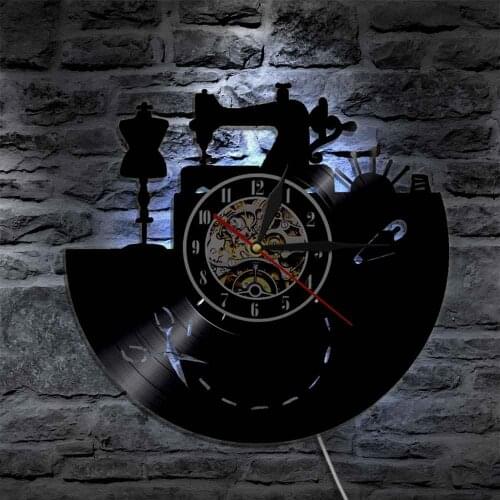 Sewing Machine Wall Clock Sewing Design Vinyl Record Clock Love To Sew For Sewing Shop Craft Room Art Mural Gift for Seamstress