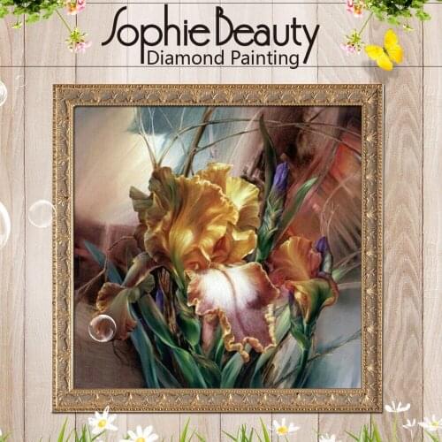 Sophie Beauty Embroidery Yellow Flowers Red Rose Diy Diamond Painting Full Mosaic Handcraft Pattern Cross Stitch Rhinestone Arts