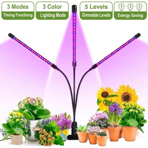 LED Indoor Grow Lamp 5 3/9/12 H Timing 5w Dimmable Levels for Indoor Plant House Garden Hydroponics Succulent Growing