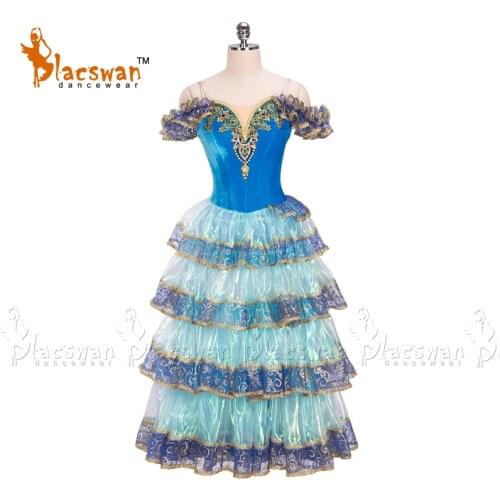 Spanish Style Dance Costumes Blue Velvet paquita Romantic ballet tutu Dress Kitri Costume Girls Don Quixote Ballet Costume BT733