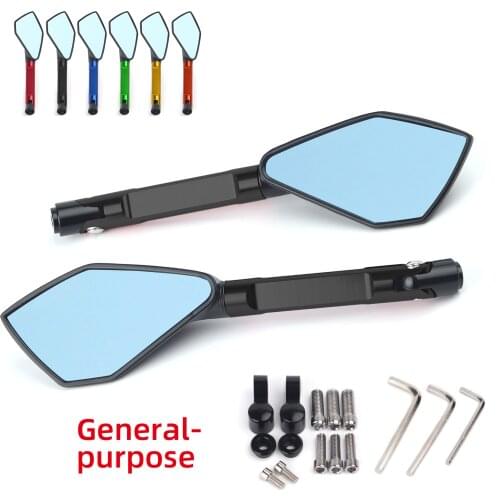 Universal CNC Aluminum Motorcycle Rearview Mirrors Blue Anti-glare Mirror For KAWASAKI z750 NINJA250 HONDA R6 FZ6 SUZUKI YAMAHA