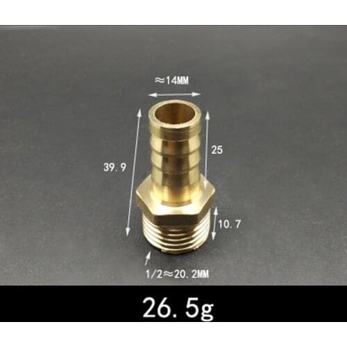 Thicken DN15 1/2" BSP Male x 14mm Hose Barb Tail Brass Coupling Joint Pipe Fitting Water Gas