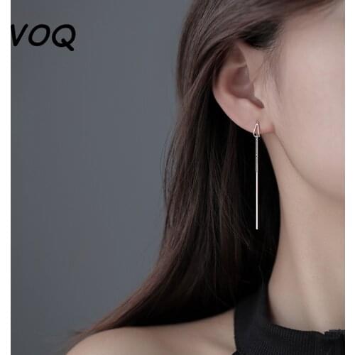 VOQ 925 Sterling Silver Two Wear Earrings Women New Design Exquisite Long Chain Earrings Whole