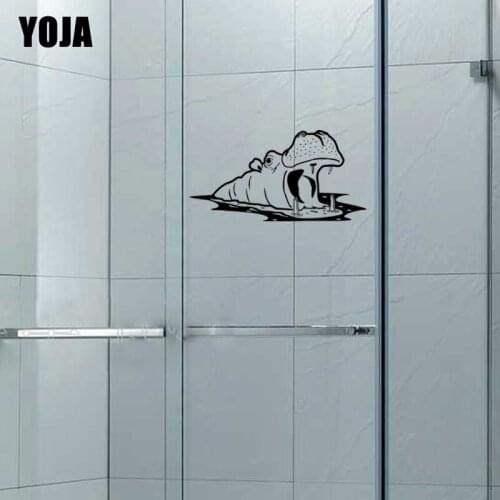 YOJA 13x25.2CM Cute Hippo Bathroom Shower Glass Decal Home Wall Sticker G2-0265