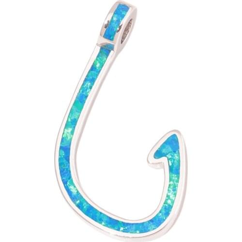 CiNily Created Blue Fire Opal Silver Plated Wholesale for Women Fashion Jewelry Necklace Pendant 1'' OD7014