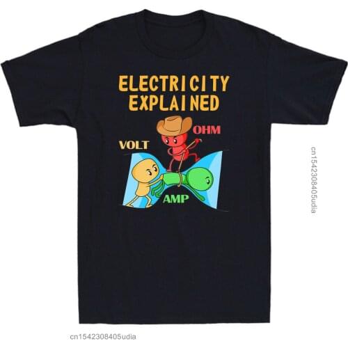 Ohm Volt Amp Electricity Explained Funny Electrician Nerd Mens Designer T Shirt Loose Men Tshirt New Design Cool T-Shirt