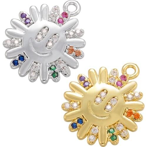 ZHUKOU Sun Flower Rainbow Pendant Smiley Crystal charms for Women DIY Handmade Earrings Jewelry Accessories Wholesale VD968
