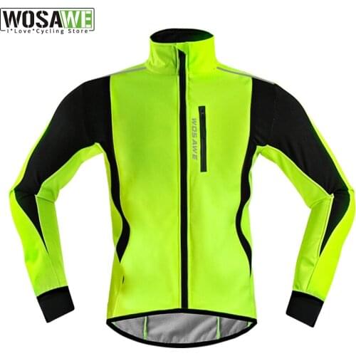 WOSAWE Winter Warm Up Thermal Fleece Cycling Jacket Bicycle MTB Road Bike Clothing Windproof Waterproof Long Sleeve Jersey