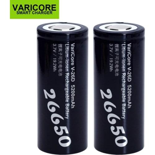 1-6PCS VariCore 26650 Li-ion Battery 3.7V 5200mA V-26D Discharger 20A Power battery for flashlight E-tools battery