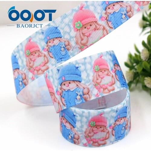1'' 25mm Cartoon cute girl Printed grosgrain ribbon,10yrds DIY Hair Bow Wedding Festival Home Party Birthday Decorations