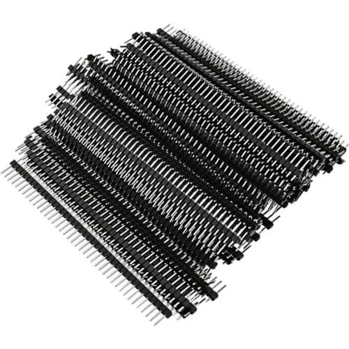 100pcs Male Header Pins, Straight Single Row 40 Pin 0.1 Inch (2.54mm) Male Pin Header Connector PCB Board Pin Connector Electron