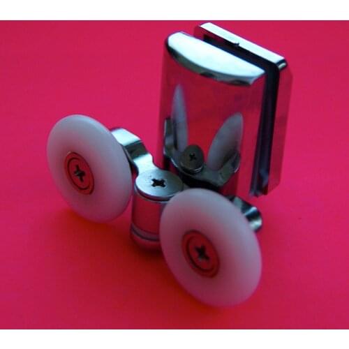 2 x Twin Bottom Zinc Alloy Shower Door Rollers/Runners 25mm wheel dia L067 8mm