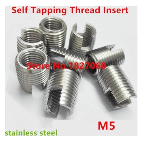 20pcs M5*0.8 stainless steel self tapping thread insert 302 type Slotted Wire Thread Repair Insert, Screw Bushing