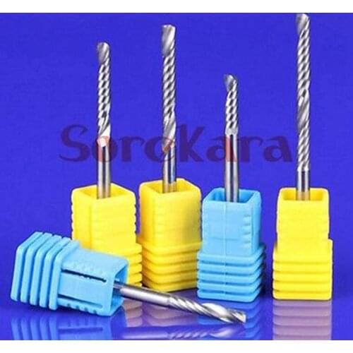 3.175*17mm Acrylic CNC Router Bits One Flute Spiral End Mills Carbide Milling Cutter Spiral Cutter Woodworking