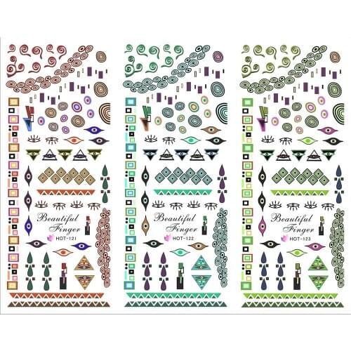3PCS/LOT NAIL ART TATTOOS STICKER WATER SLIDER DECAL FULL COVER EYES WATER DROP DEW SWIRL GEOMETRY TRIANGLE HOT121-123