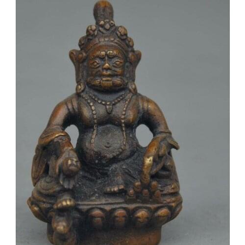 FREE shipping Old Tibet Buddhist Bronze Wealth God Yellow Jambhala Buddha Statue Figurine