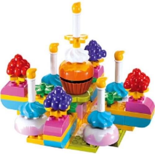 Kids Toys Building Blocks Candy Cake Children Assembling Toy Model Plastic Early Education Hobby Plastic Toy65pcs Birthday Gift