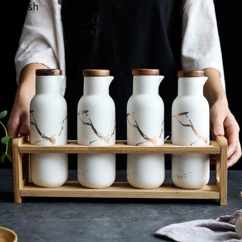 380ml Marble-like Ceramics Olive Oil Dispenser Bottle Pot Oil Container Storage Bottle Vinegar Oiler Sauce Kitchen Cooking Tools
