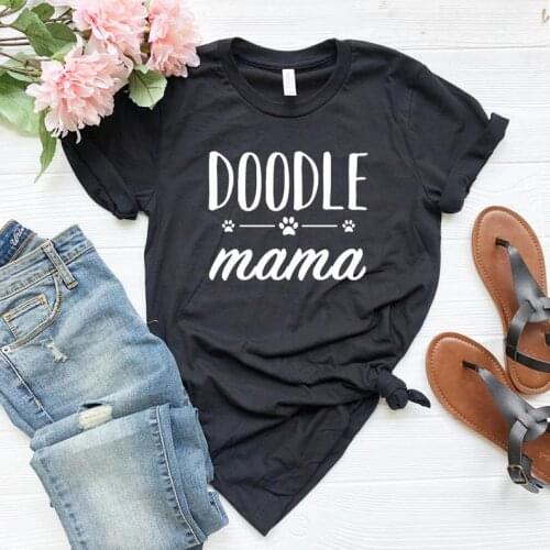 Doodle Mama Cat Dog Paws Mom Tshirt Funny Graphic Mama Women T-shirt Kawaii Short Sleeve Top Tees Cotton O Neck Mother Shirts