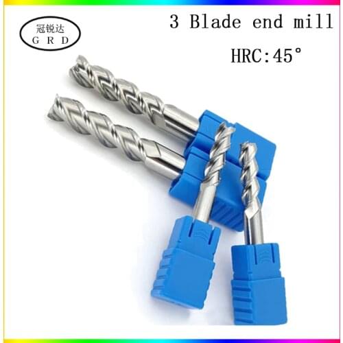 Hrc45 3 flute end mill 50L 60L 75L 100L 150L 1.5mm 6mm 8mm 12mm 14mm~20mm CNC milling cutter metall cnc fixture milling machine