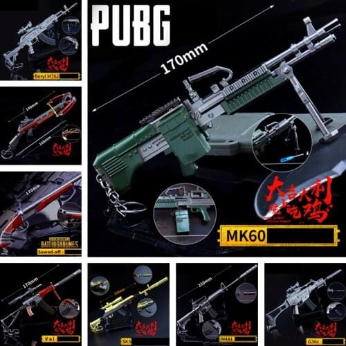 Game Playerunknowns Battlegrounds Cosplay Props PUBG 14Style MK60 Pistol Gun Metal Weapons Keychain Pendant Toy 6Pcs/Set New