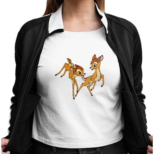 Disney Exquisite Women T Shirts Faline Bambi Tail Printed Short Sleeve Minimalism Clothing Best Friends Forever Occasion Trendy