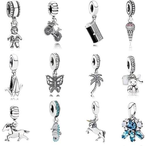 2019 New Fashion High Quality 1:1 S925 Sterling Silver Vintage Butterfly, Seahorse, Coconut Rope Pendant Diy Original Jewelry