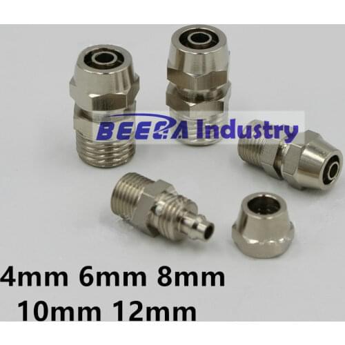 Copper pneumatic quick connector trachea quick connector plastic pipe 4/6/8/10/12/14/16mm, Male thread M5, 1/8, 1/4, 3/8, 1/2