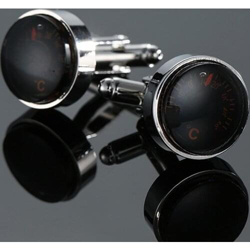 AS High quality thermometer cufflink new fashion jewelry car water tank meter cufflink mens shirt suit badge pin gift