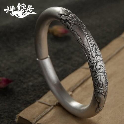 999 silver handmade mens silver ring dominile personality complex cologne bracelet fashionable mens silver ornaments