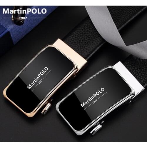 MartinPOLO mens Genuine Leather Belt Automatic Alloy Buckle Belts Luxury Cowskin Strap For male Black designer Belt MP01901P