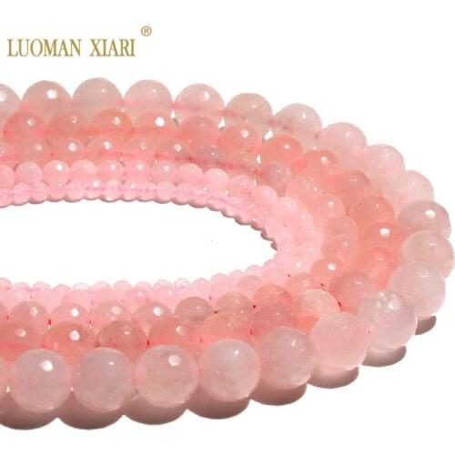Wholesale AAA+ Faceted Rose Pink Quartz Natural Stone Beads For Jewelry Making DIY Bracelet Necklace 4/ 6/8/10/12 mm Strand 15