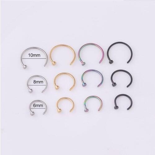 Wholesale 10Pcs Medical Stainless Steel Nose Ring Pierced Nipple Ring Piercing Jewelry Piercing Tongue Studs Barbell Bars Ring