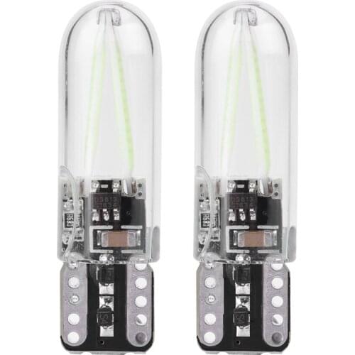 Pair of 8-28V W5W T10 Glass COB Filament LED Car Reading DRL Turn Signal LED Bulb Blue Light