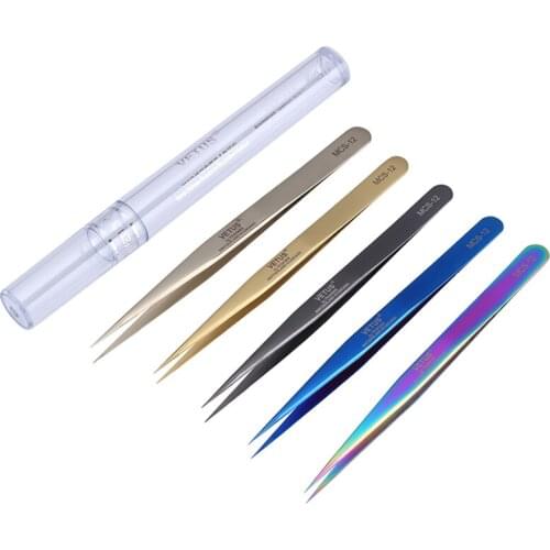 Stainless Steel Precision Tweezers Forceps Pinzas VETUS MCS-12 Series Straight Tips Electronics Industrial Tweezers