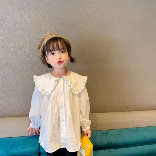 Toddler Girls Shirts Fashion Korean Baby Girl Blouses Solid Cotton Long Sleeves Shirt for Girl Children Tops 2020 Autumn New