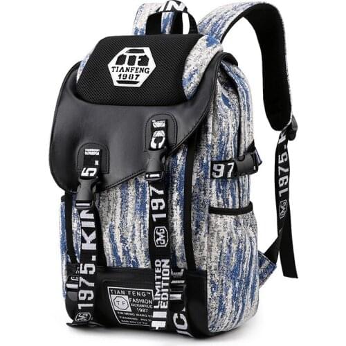 Fashion Men Backpack Trendy Graffiti Print School Bag For Boys Nylon Large Capacity Waterproof Laptop Backpacks Shoulder Bags