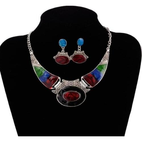 Blue Brand Luxury Necklace Earrings Jewelry Sets Necklaces & Pendants Women Statement Accessories 2018 Vintage Chunky Free