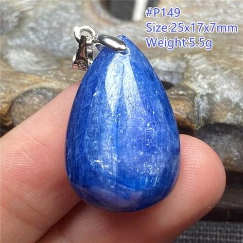 Top Natural Blue Kyanite Crystal Pendant Jewelry For Woman Lady Man 25x17x7mm Beads Cat Eye Luck Silver Water Drop Stone AAAAA