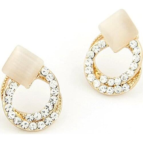 High Quality Elegant Fine Opal Crystal Stud Earring Rhinestone Round Hypoallergenic Earrings For Women