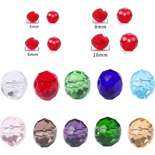 1Box 4mm 6mm 8mm 10mm Briolette Beads Crystal Round Beads Faceted Austria Bead for Jewelry Making DIY Accessories