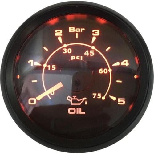 1pc Auto Instrument Panel Oil Pressure Gauges 52mm 0-75psi Lcd Display 0-5Bar Fuel Pressure Gauges Black with 8 Kinds Backlight