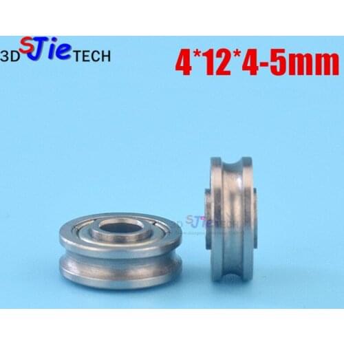 1pcs 4*12*4mm bearing wheel, U grooved groove, 604UU pulley roller, 604zz steel wire wheel, lifting wheel, mute