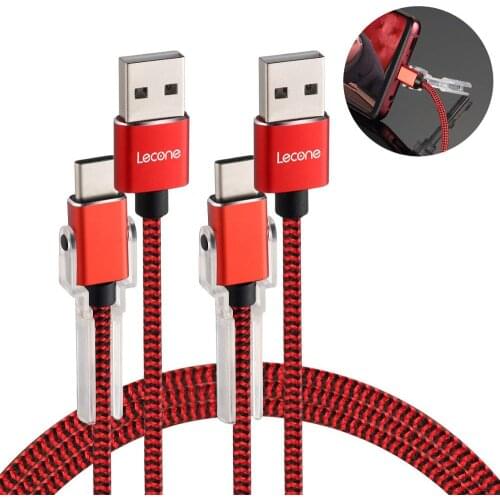 2pcs Type C Charging Cable with Phone Stand Lecone 1m/3ft Nylon Braided USB C 2.0 Fast Charging & Data Transfer Cord USB C