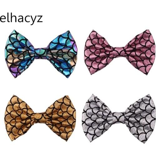 1PC Retail Girl 4" Printed Hair Bow Mermaid With/Without clip DIY Hair Accessories For Kids Hairclip Headwear Women Party