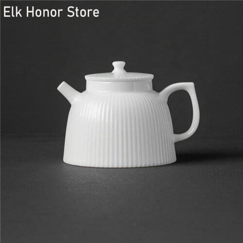 215ml White Jade Porcelain Teapot Dehua Handmade Ceramic Teakettle Single Pots Kung Fu Tea Master Pots Office Decoration Teaset