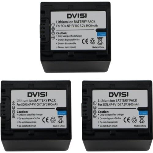 3Pcs/lot NP-FV100 NP FV100 NPFV100 Rechargeable Battery for Sony DCR-SR15 SX15 FDR-AX100 HDR-CX105 HC9 PJ10 TD20V HXR-NX3D1U