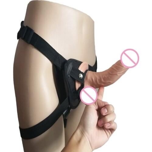 AMABOOM 16*3.5CM Strap On Anal Dildo Panties Soft Penis With Suction Cup Strapon Harness for Vagina/Anal Plug Sex toys
