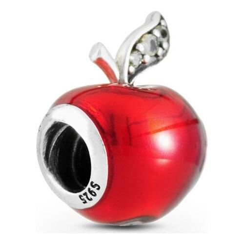 Authentic 925 Sterling Silver Red Apple Bead Fit Original Pandora Bracelet For Women Birthday Fashion Jewelry Gift